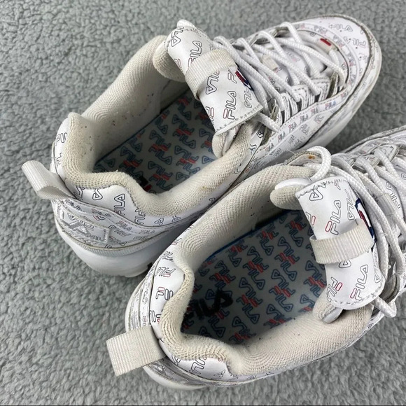 FILA SHOE SNEAKERS Disruptor 2 Multi‎ Womens 7 Lace Up Pull Tab White Blue Logo - Picture 10 of 12
